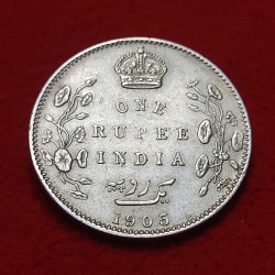 One Rupee Silver Coin Edward VII 1905 Bombay Mint