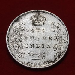 One Rupee Silver Coin Edward VII 1908 Bombay Mint