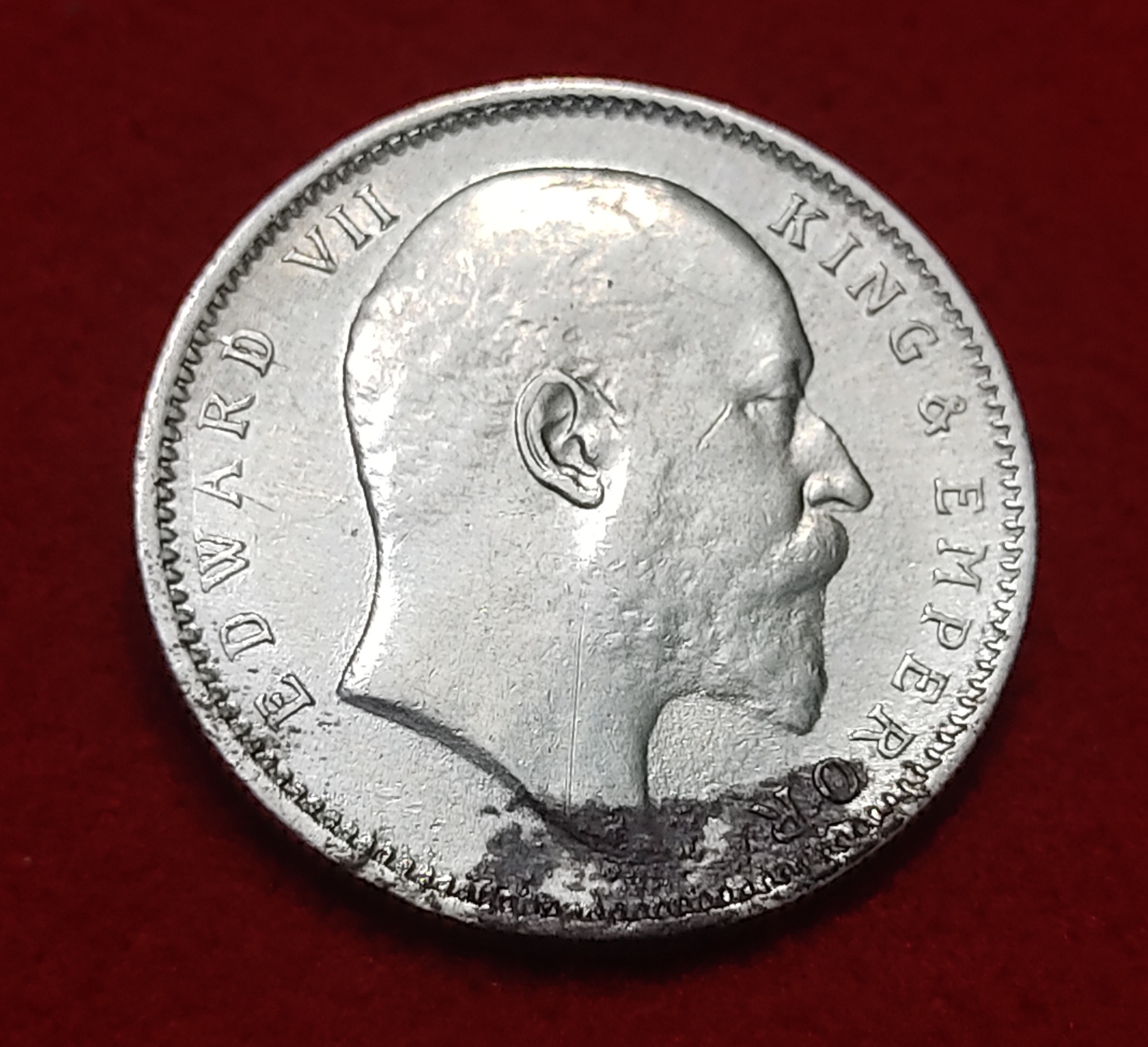 Rare One Rupee Silver Coin Edward VII 1909 Calcutta Mint