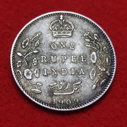 Rare One Rupee Silver Coin Edward VII Bombay Mint