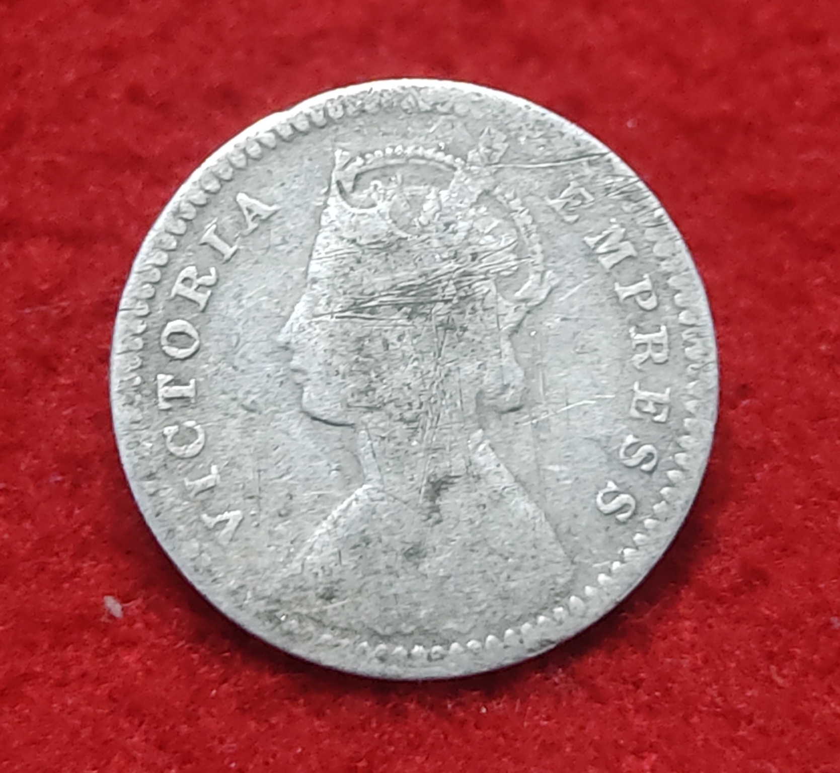 Two Anna Victoria Empress 1896 Calcutta Mint