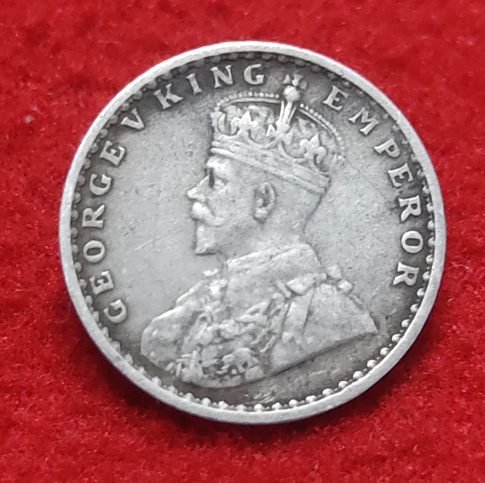 Two Anna Silver George V 1916 Calcutta Mint