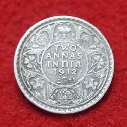Two Anna Silver George V 1912 Calcutta Mint