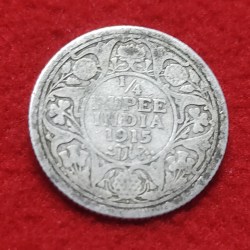 Rare 1/4 Silver Rupee George V 1915 Bombay mint