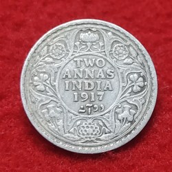 Two Anna Silver George V 1917 Calcutta Mint