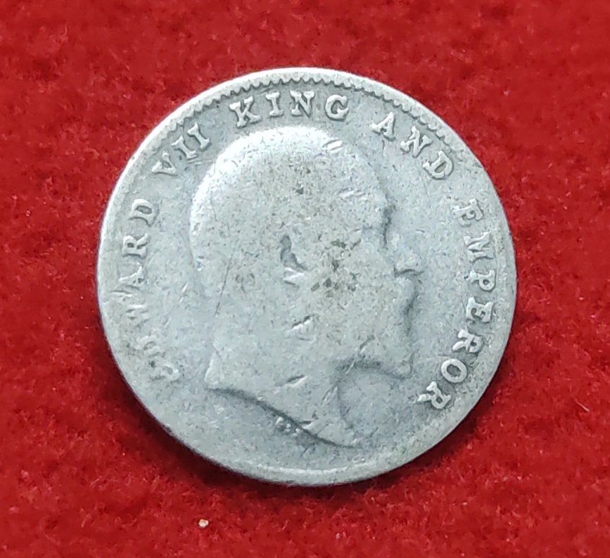 Two Anna Silver Edward VII 1910 Bombay Mint