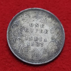 One Rupee Silver Coin Victoria Empress 1887 Bombay Mint