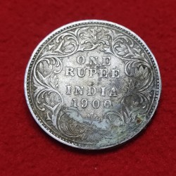 One Rupee Silver Coin Victoria Empress Year 1900 Bombay Mint
