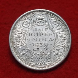 Half Rupee Silver George V I 1939 Calcutta Mint