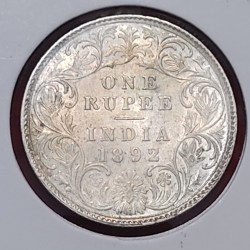 One Rupee Silver Coin Victoria Empress Year 1892 Bombay Mint Beautiful Condition