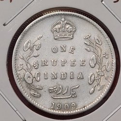 One Rupee Silver Coin Edward VII 1909 Calcutta Mint