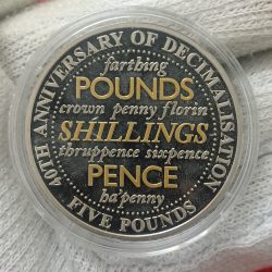 Ex Rare Issue Elizabeth Bailiwick 5 Pounds 2011 Year 40 th Anniversary of Decimalisation From Guernsey Proof Coin