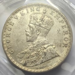 British India George V One Rupee 1914 Silver Coin UNC