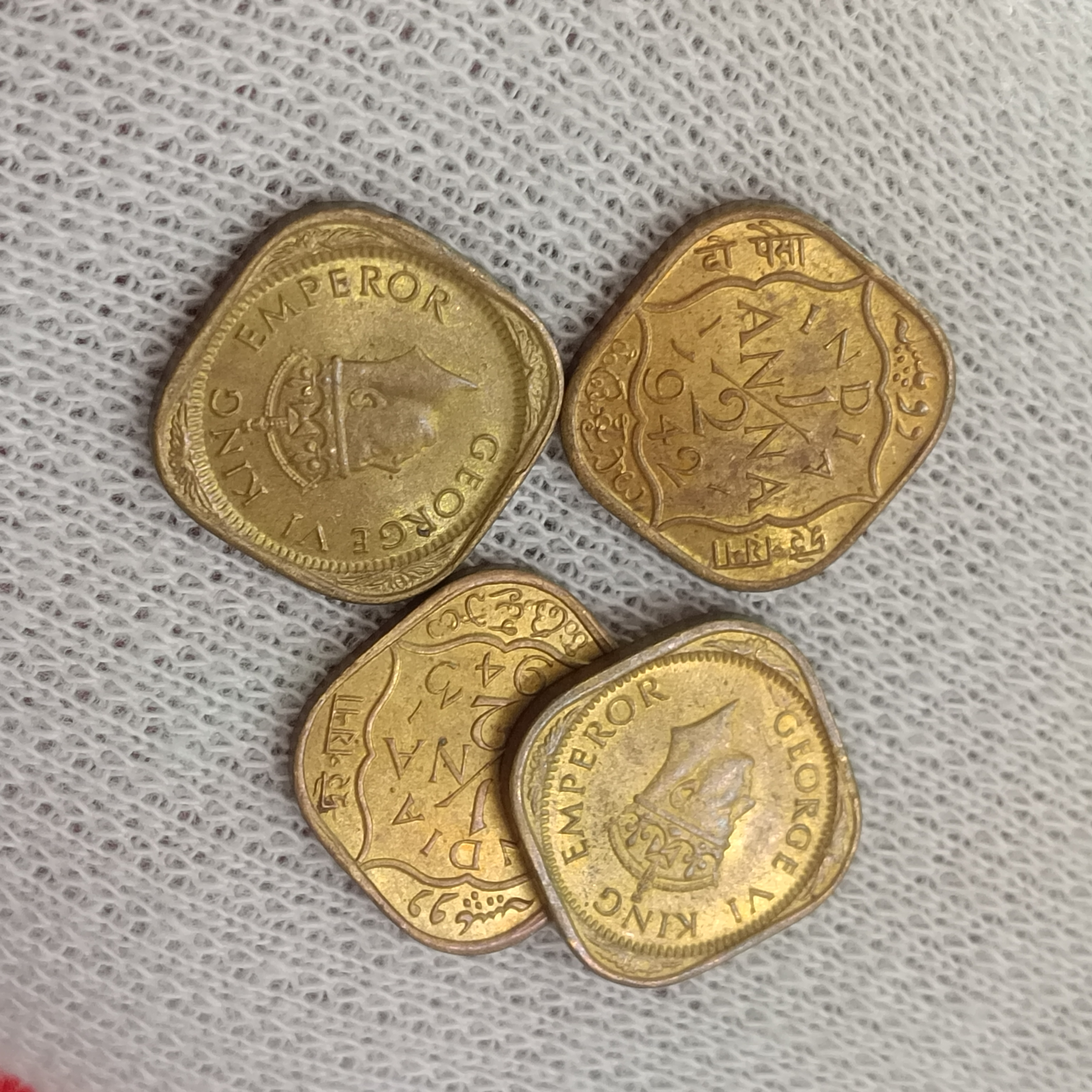 George Vi King Emperor 1/2 Anna Bronze Scare Coins Unc Condition mix Year 1942,43,44 10 Pcs Given British of India