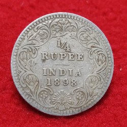 1/4 Rupee Victoria Empress 1898 Calcutta Mint
