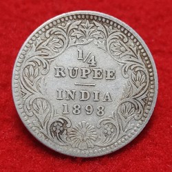 1/4 Rupee Victoria Empress 1898 Clcutta Mint