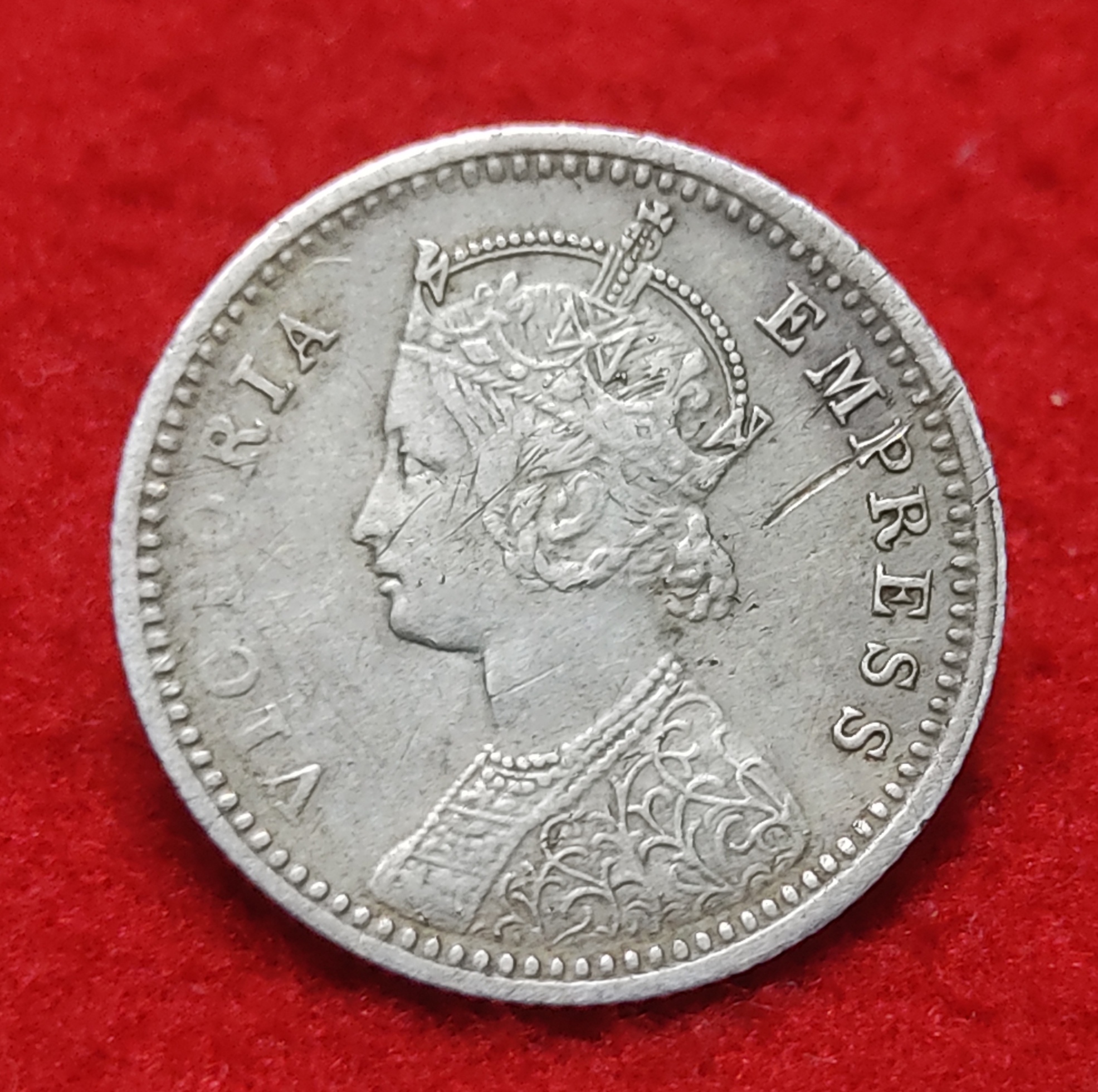 1/4 Rupee Victoria Empress 1891 Calcutta Mint