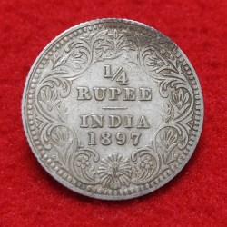 1/4 Rupee Victoria Empress 1897 Calcutta Mint