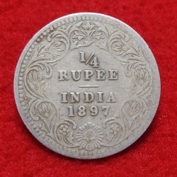 1/4 Rupee Victoria Empress 1897 Calcutta Mint
