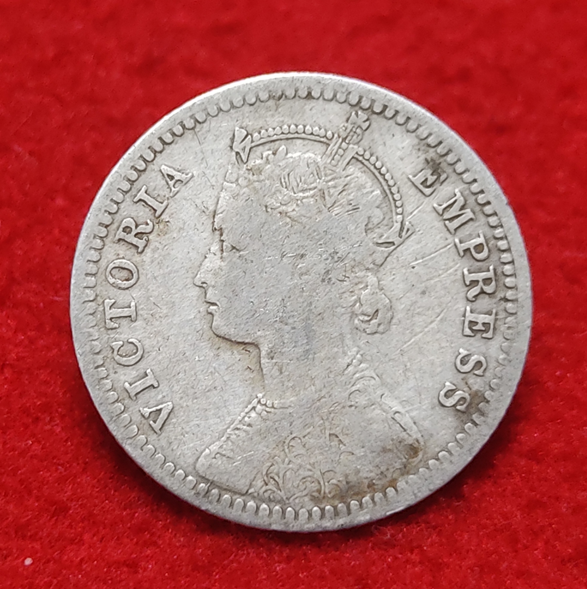 1/4 Rupee Victoria Empress 1896 Calcutta Mint