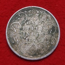 One Rupee Silver Coin Victoria Empress 1879 Bombay Mint