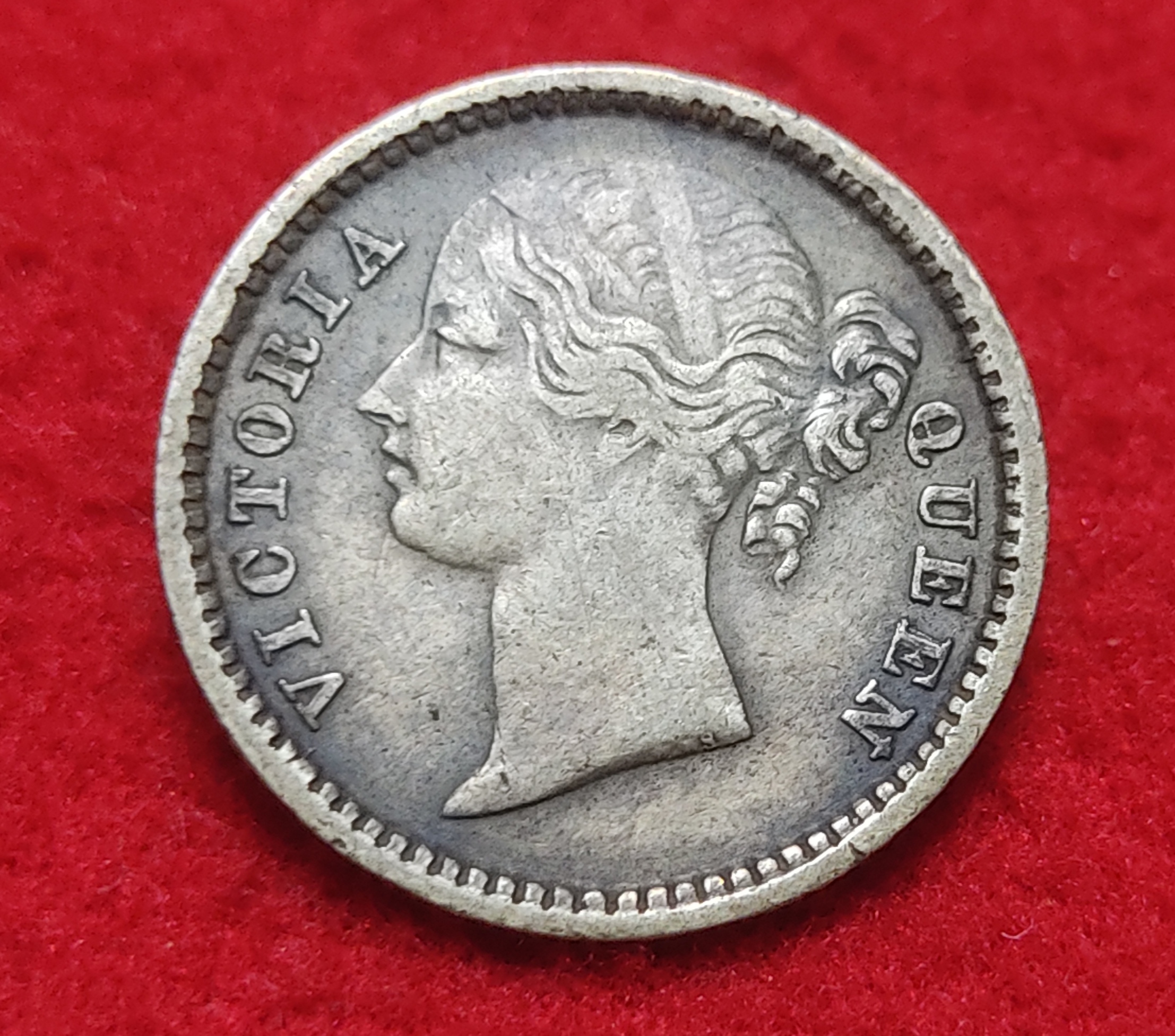 Rare 1/4 Rupee Silver Coin Victoria Empress 1840 Madras Mint