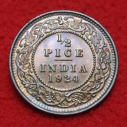 1/2 Pice George V 1924 Calcutta Mint UNC Condition
