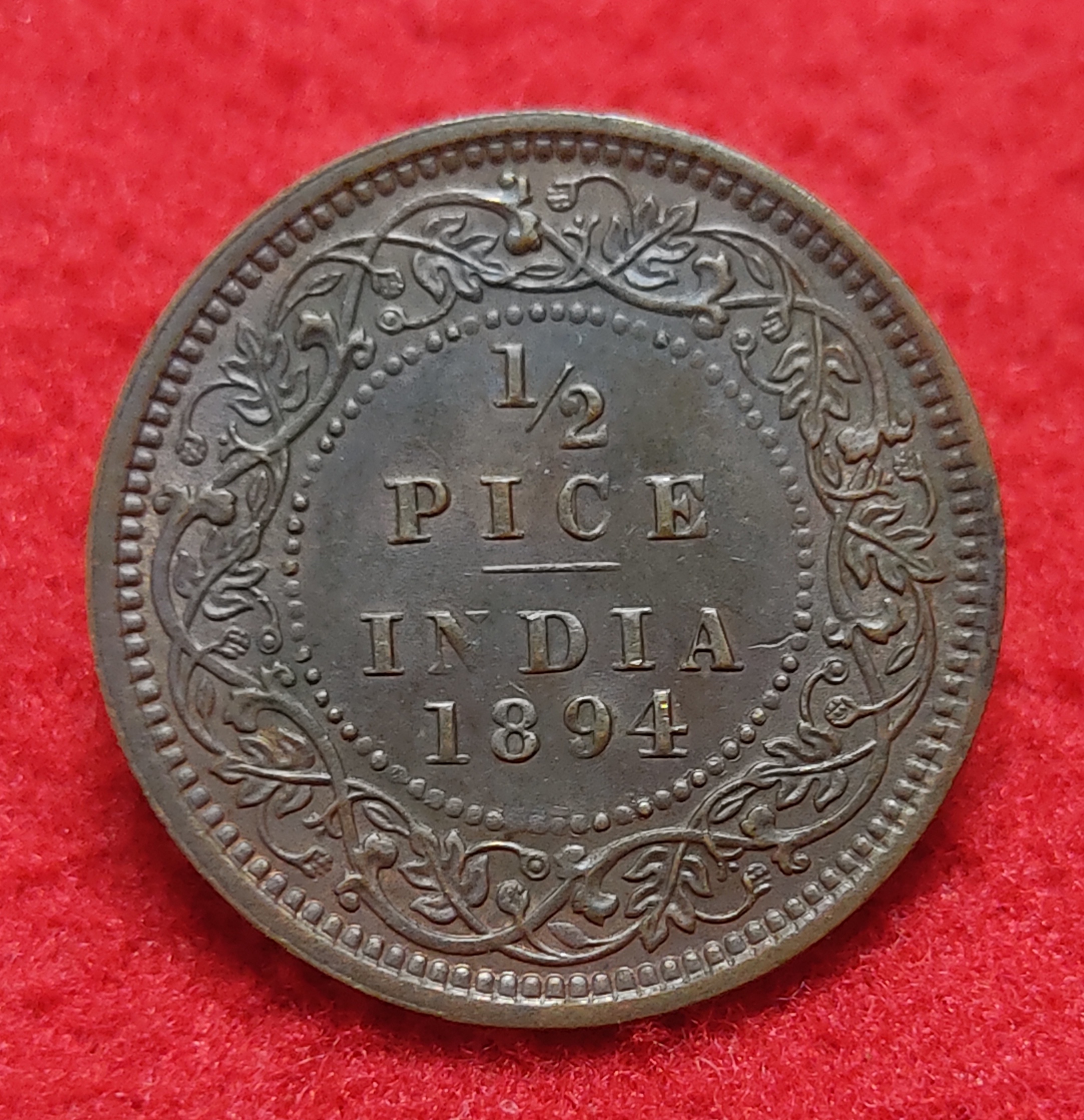 1/2 Pice Victoria Empress 1894 Calcutta Mint Beautiful Condition