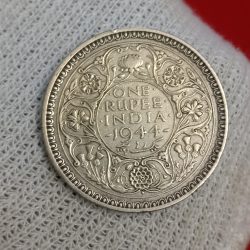 George Vi One Rs Scare Silver Coin 1944 Year Good Condition Bombay Mint