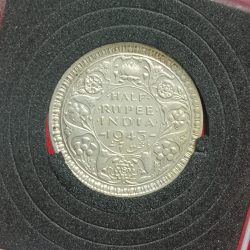 George VI Half Rupee Rare Scare Coin 1943 Year Bombay Mint British of India