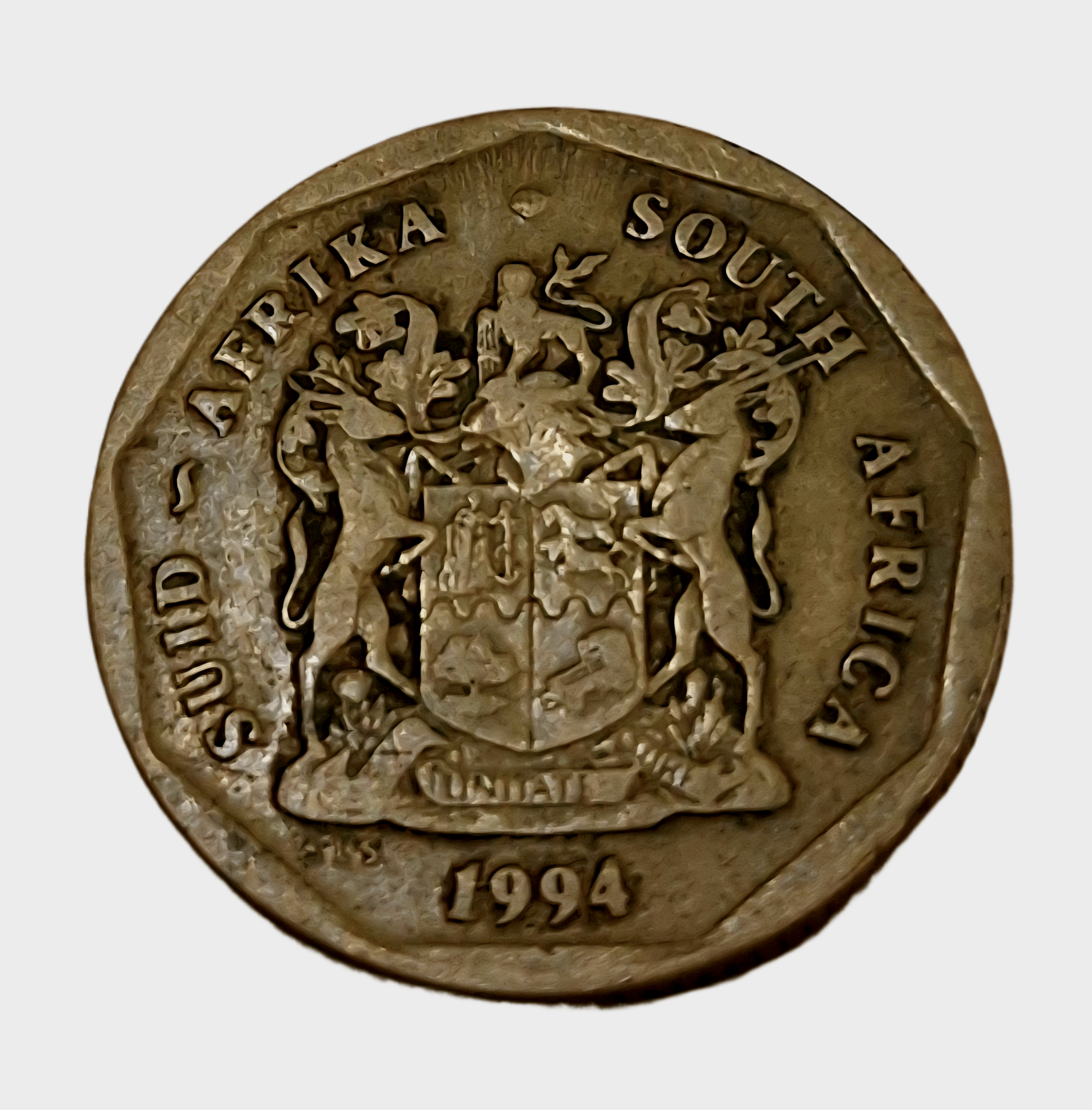 South Africa Brass 50 Cents Year 1994 in Collectable Grade.