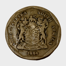 South Africa Brass 50 Cents Year 1994 in Collectable Grade.