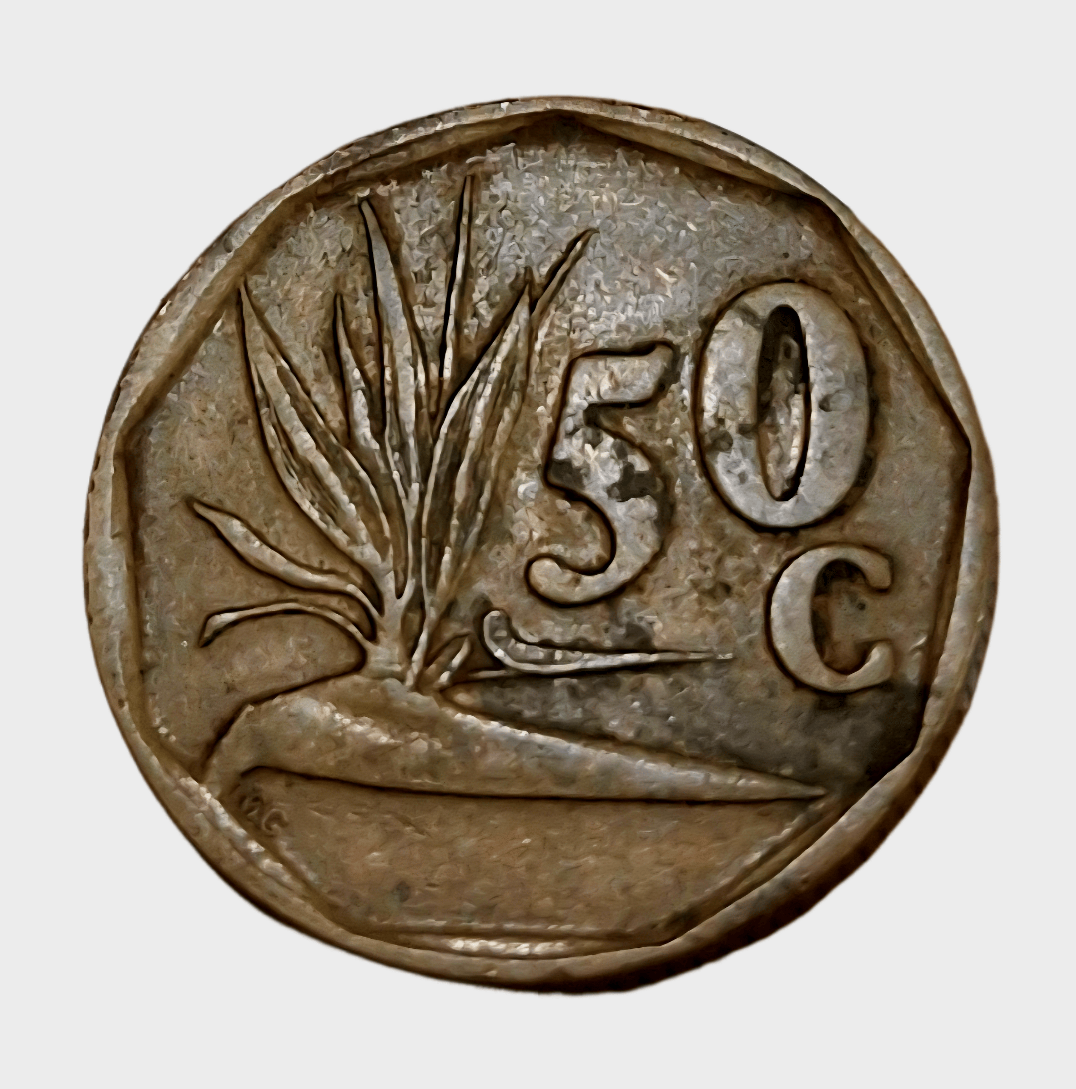 South Africa Brass 50 Cents Year 1994 in Collectable Grade.