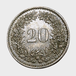 Switzerland Cu/Ni 20 Rappen Year 1980 "Helvetica" in High Collectable Grade.