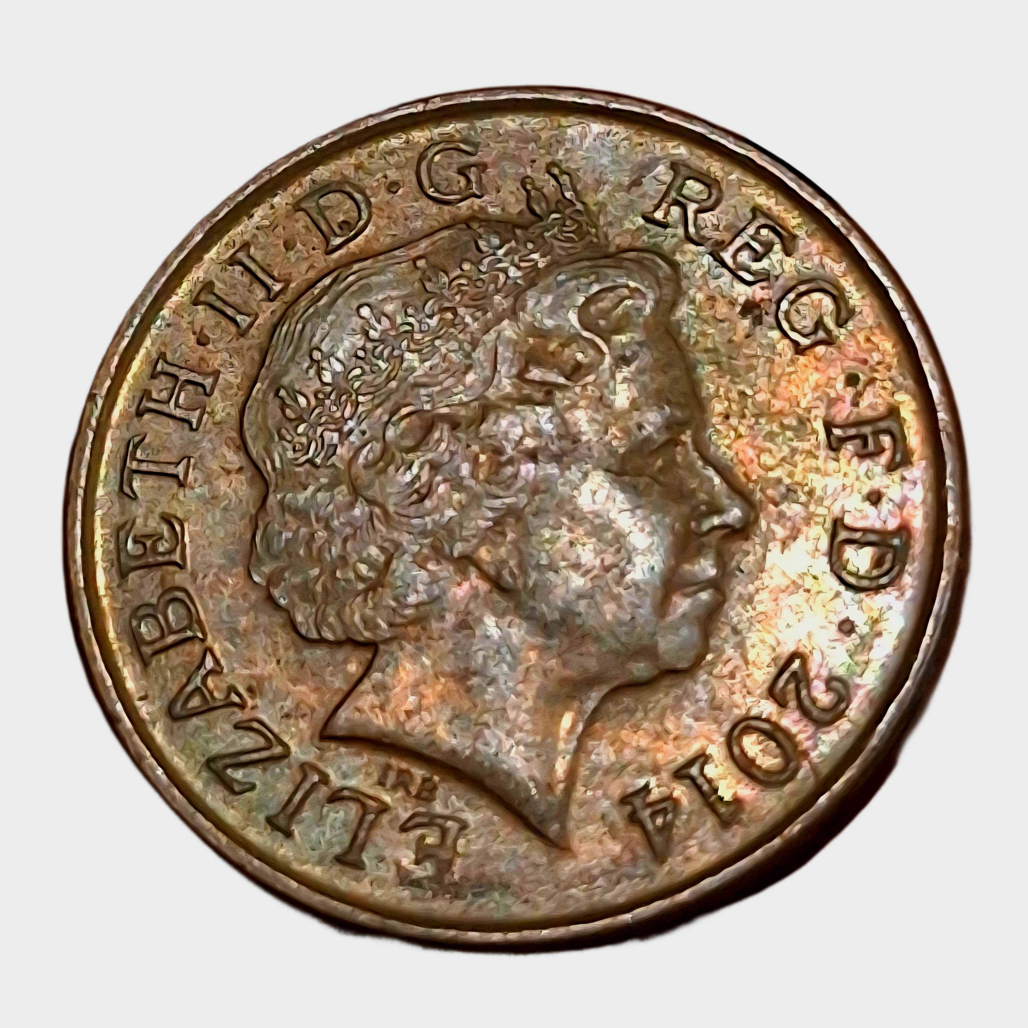 United Kingdom Great Britain Copper Platted One Penny Year 2014 Queen Elizabeth-II in High Collectable Grade.