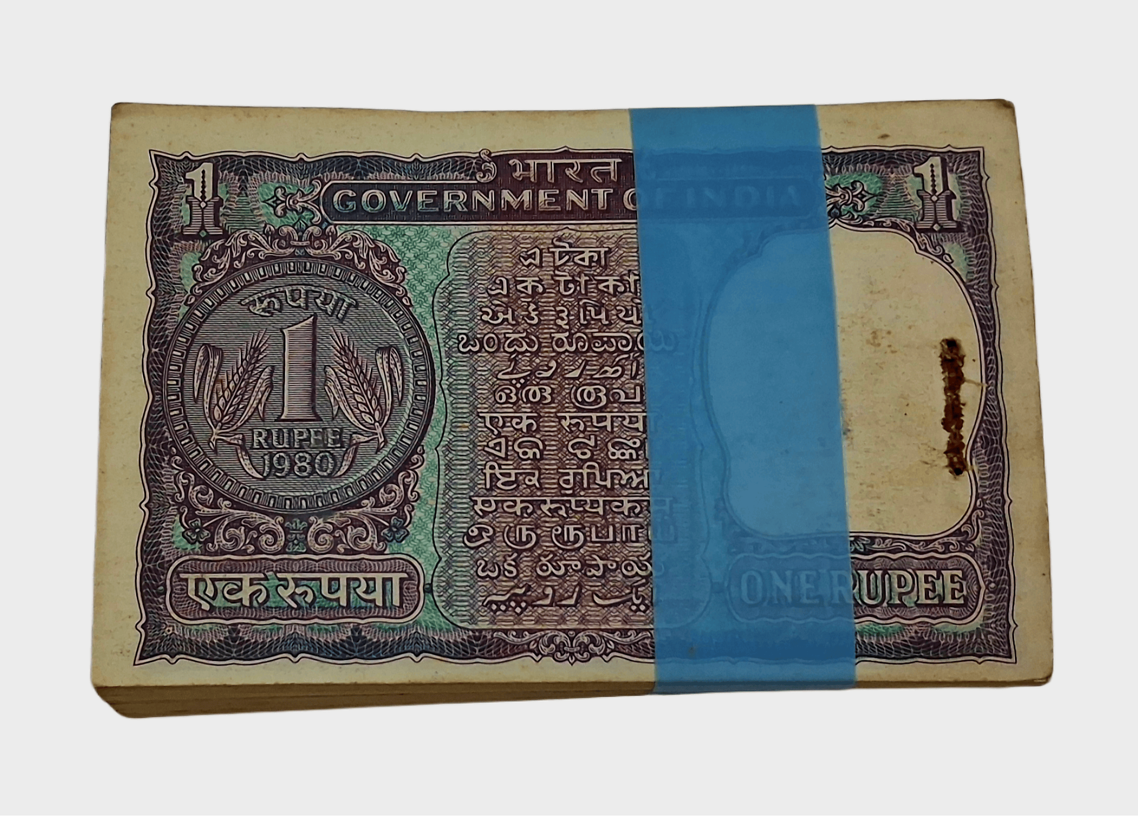 One Rupee Old Issue Big Coin Year 1980 Sign Manmohan Singh Serially 97 Notes Short Incomplete Bundle **Scare** High UNC Grade.