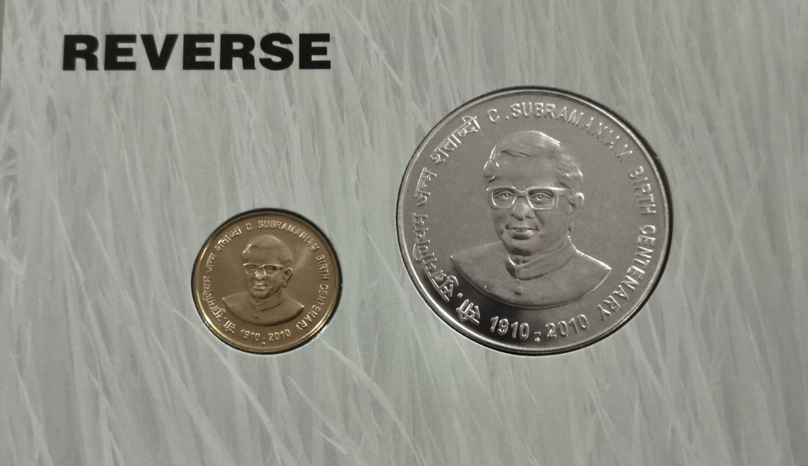 C.Subramaniam Birth Centenary -2010 Rare 2 Coins (UNC Set) Mumbai Mint