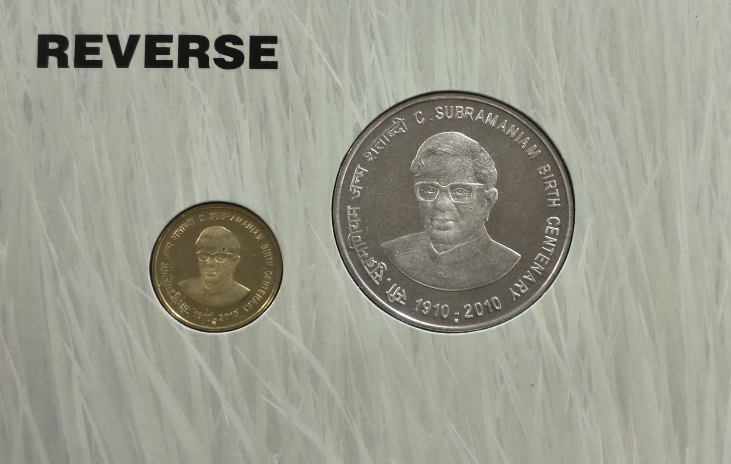 C.Subramaniam Birth Centenary -2010 Rare 2 Coins (Proof Set) Mumbai Mint