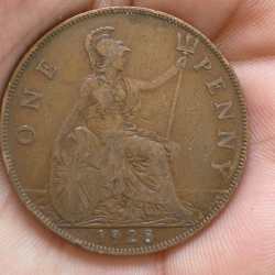 United Kingdom 1 Penny 1928 - George V rare coin # A-415