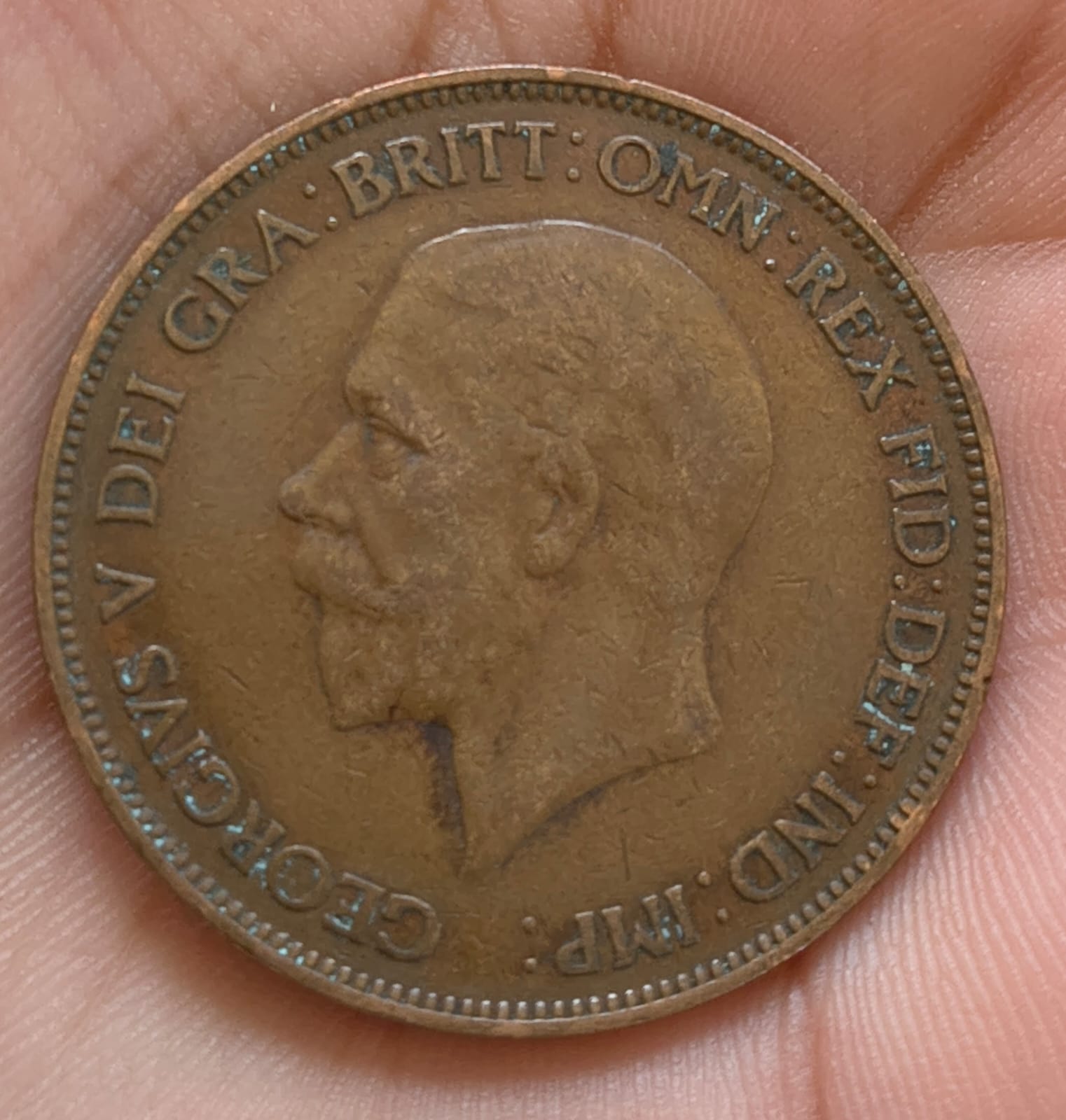 United Kingdom 1 Penny 1928 - George V rare coin # A-415