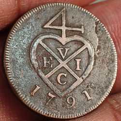 Bombay Presidency British India 1791. ½ Paisa (1⁄128) Value Weight. Weight 3.23 g rare coin # A-444