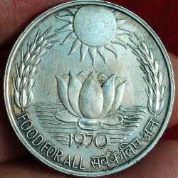 India 10 Rupees FAO 1970 Republic India callcatta mint Silver (.800) Weight 15 g Extermaly rare coin # A-453