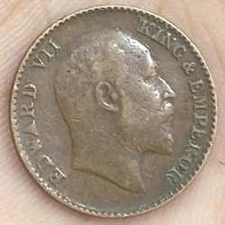 British 1⁄12 Anna 1910 - Edward VII rare coin # A-460