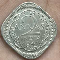 India - British 2 Annas 1941 - George VI rare coin # A-462
