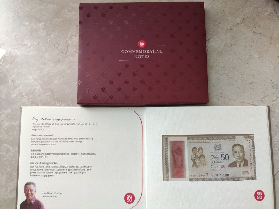 Singapur 50$ + 10$ ( 5 different variety) commemorative Polymer notes Together 50 years of Nation Building