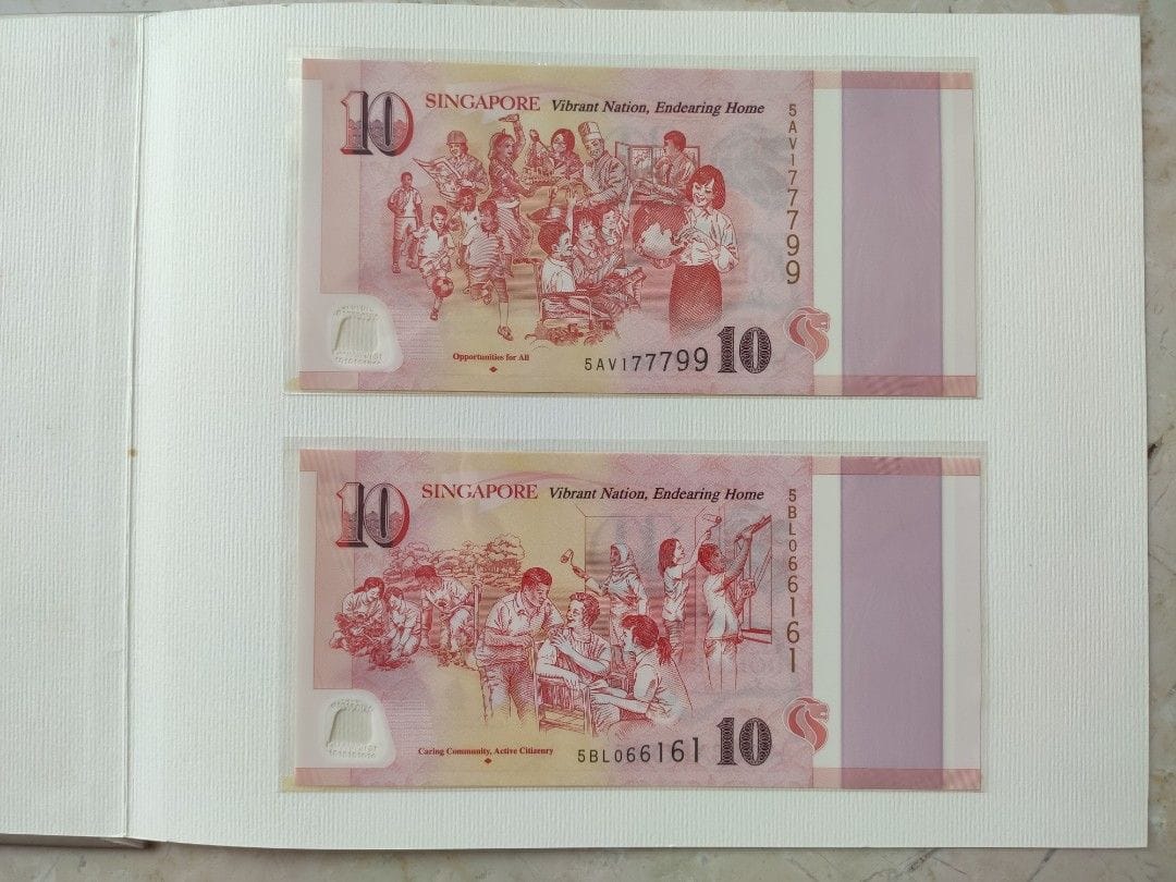 Singapur 50$ + 10$ ( 5 different variety) commemorative Polymer notes Together 50 years of Nation Building