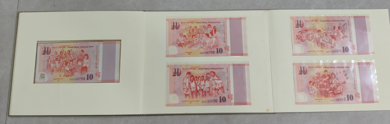 Singapur 50$ + 10$ ( 5 different variety) commemorative Polymer notes Together 50 years of Nation Building