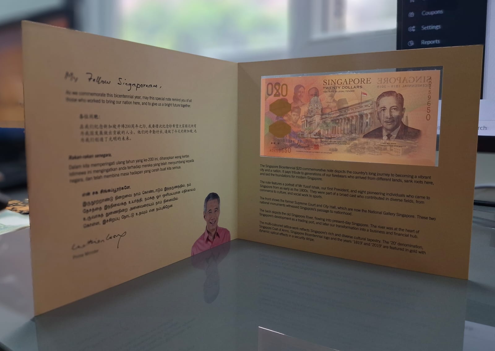 Singapore 20 Dollars Singapore Bicentennial Commemorative issue Bicentennial of Singapore (1819 - 2019) with mint pack Polymer folder Issue
