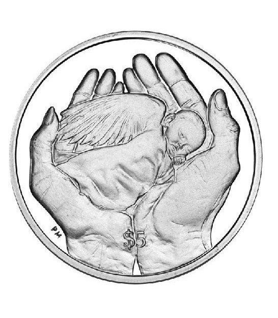 British Virgin Islands 2013 5$ Newborn Baby in hands 1/2 Oz Silver Proof Coin