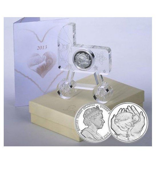 British Virgin Islands 2013 5$ Newborn Baby in hands 1/2 Oz Silver Proof Coin